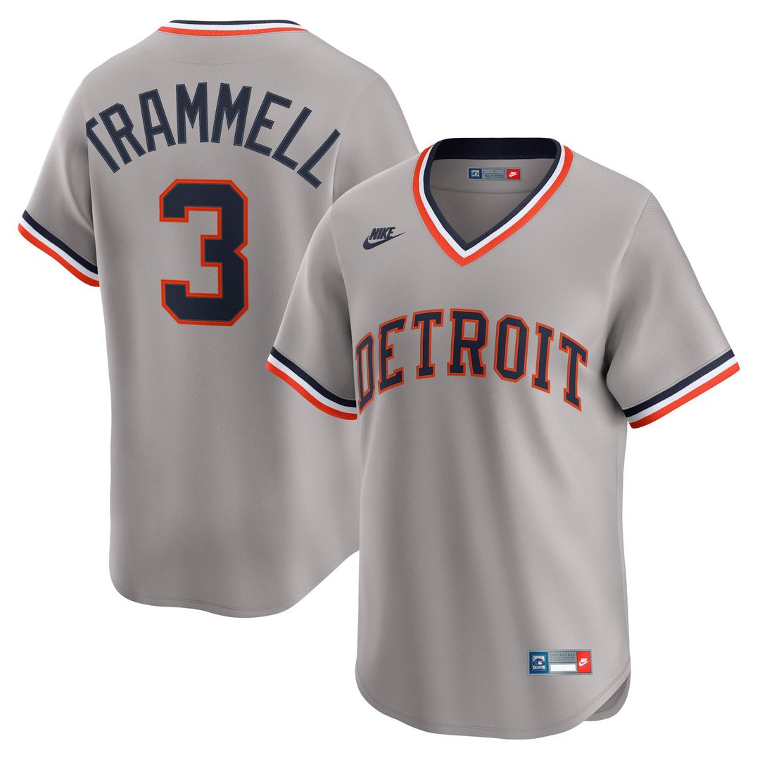 Detroit Tigers Nike Alan Trammell Cooperstown Collection Limited Baseball Jersey - Gray