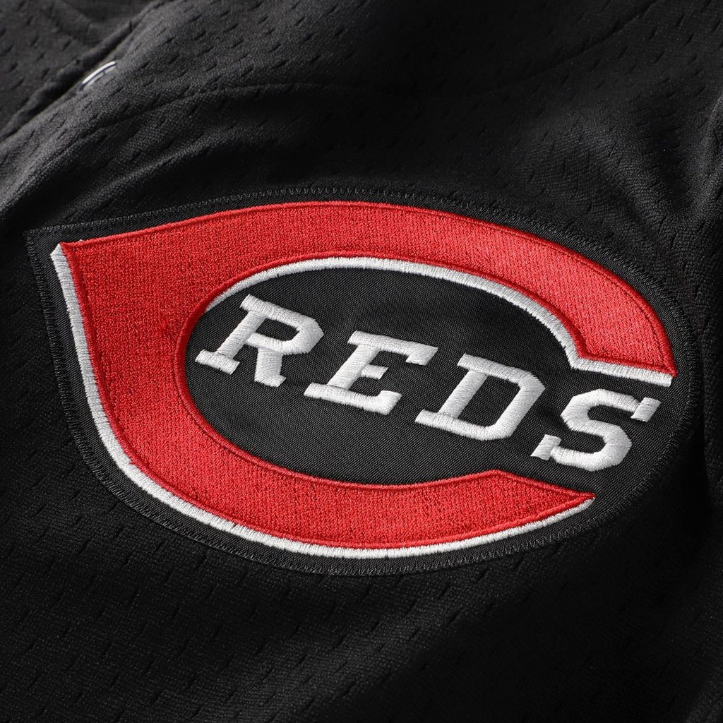 Cincinnati Reds Mitchell & Ness Barry Larkin Cooperstown Collection Mesh Batting Practice Button-Up Baseball Jersey - Black