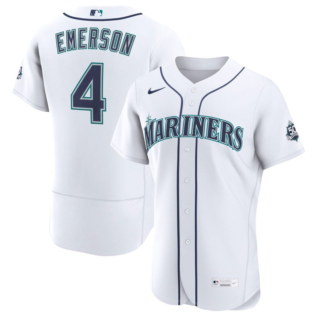 Seattle Mariners Nike Colt Emerson Home 50th Season Authentic Baseball Jersey - White