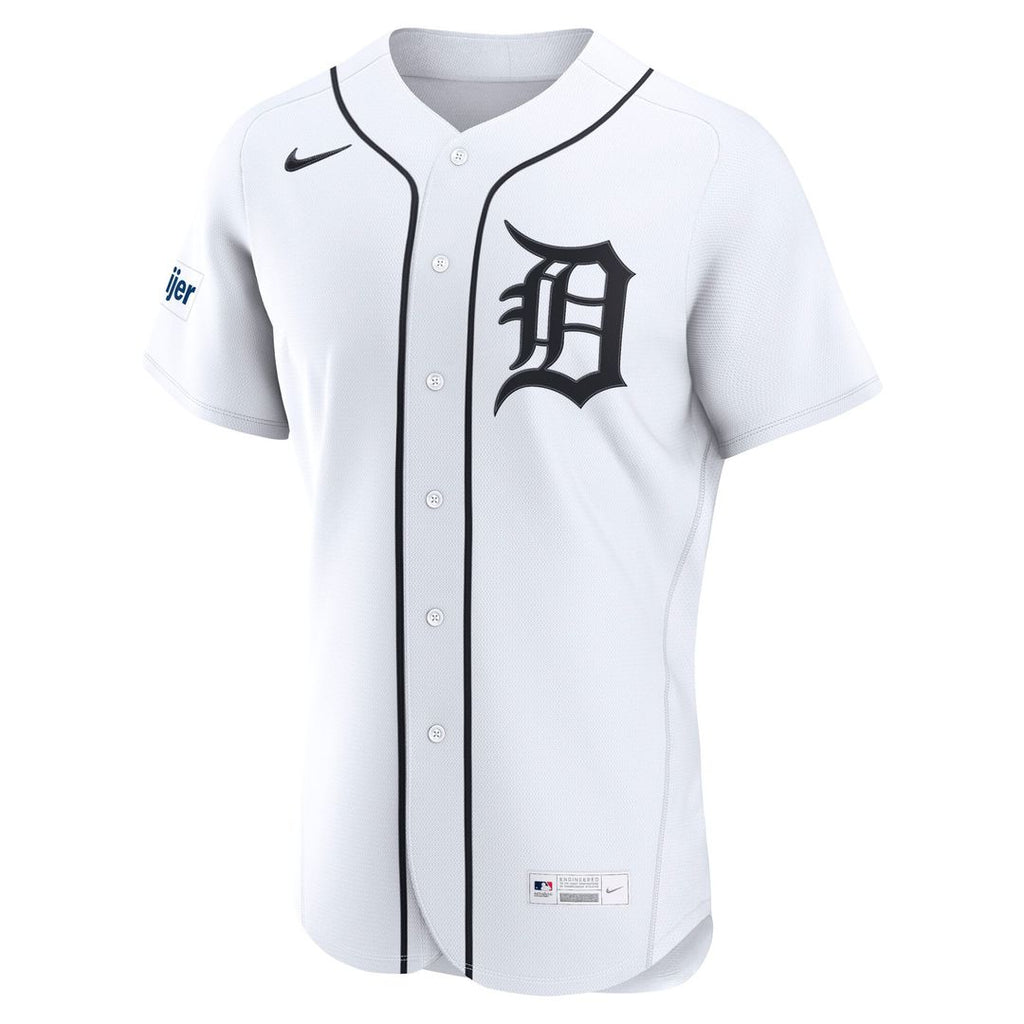 Detroit Tigers Nike Home Sponsor Patch Authentic Baseball Jersey - White