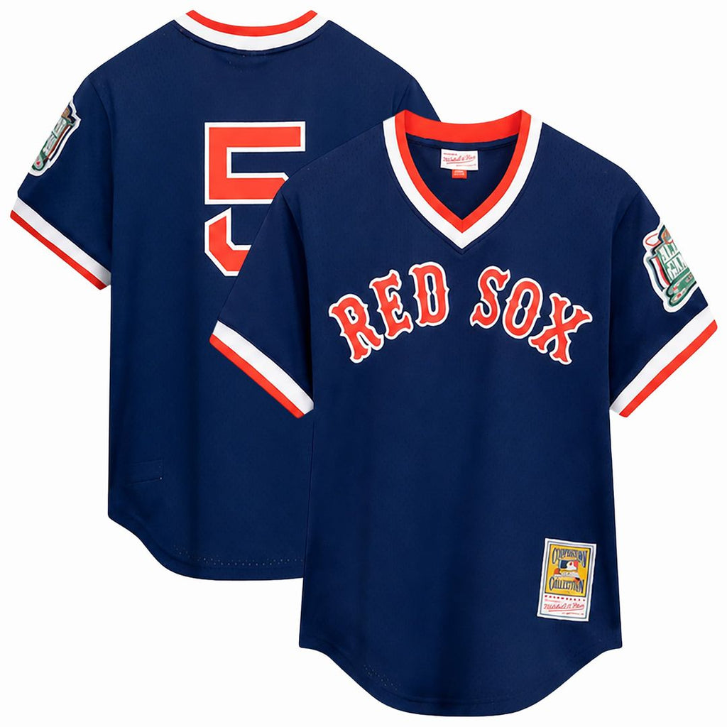 Boston Red Sox Mitchell & Ness Nomar Garciaparra Big & Tall Cooperstown Mesh Batting Practice Baseball Jersey - Navy