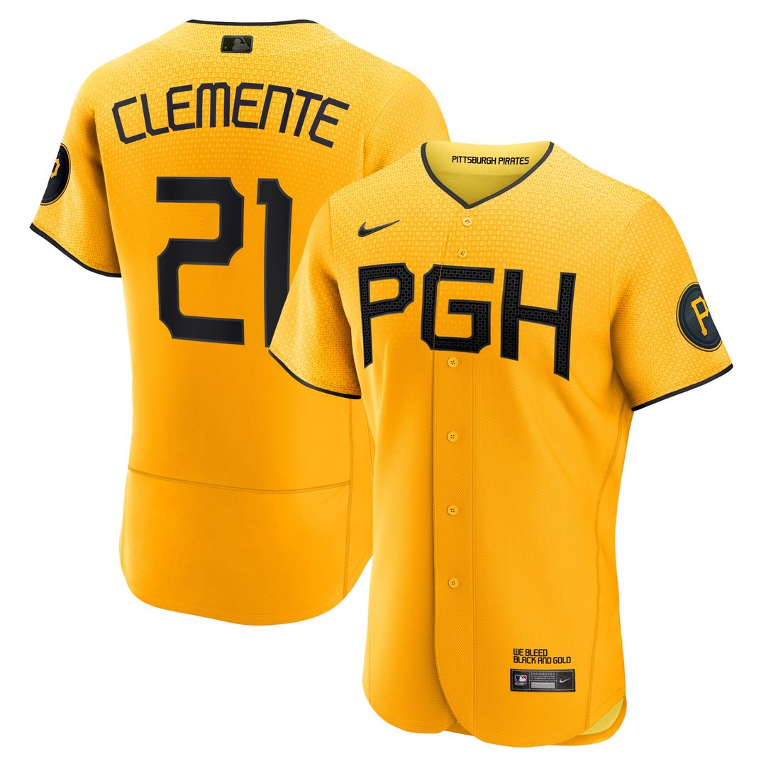 Pittsburgh Pirates Nike Roberto Clemente City Connect Authentic Baseball Jersey - Gold