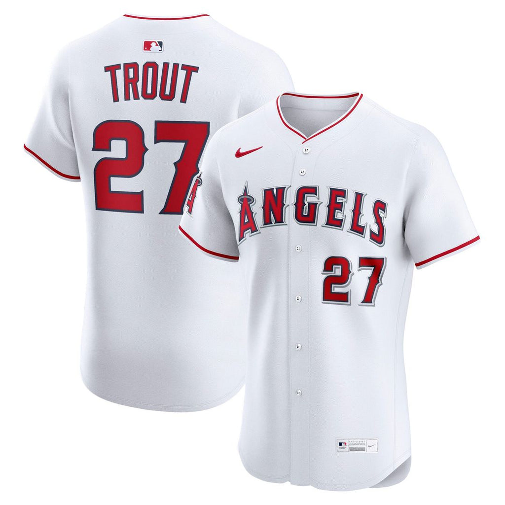 Los Angeles Angels Nike Mike Trout Home Elite Baseball Jersey - White