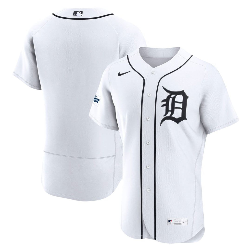 Detroit Tigers Nike Home Sponsor Patch Authentic Baseball Jersey - White