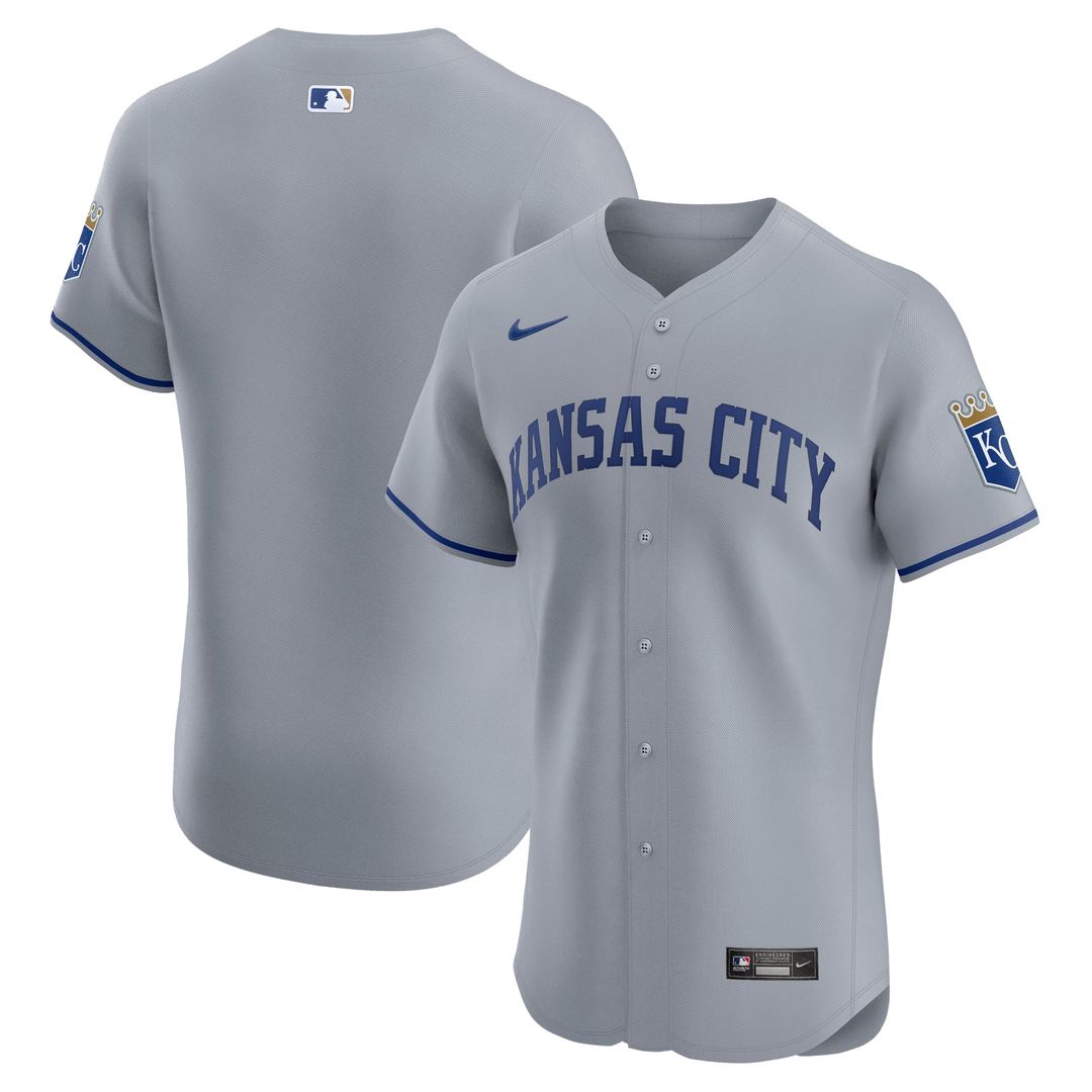 Kansas City Royals Nike Road Vapor Premier Elite Patch Baseball Jersey - Gray