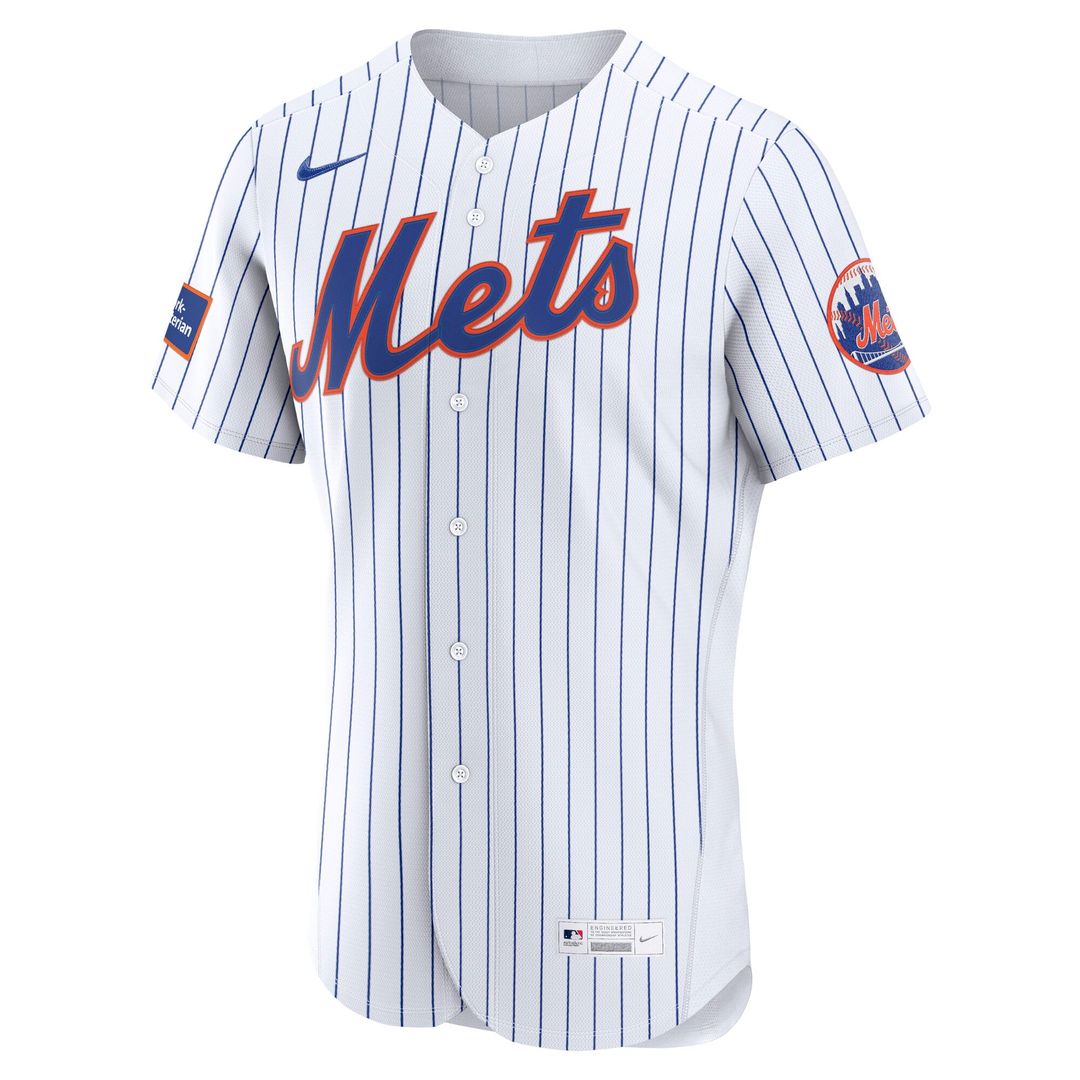 New York Mets Nike Home Sponsor Patch Authentic Baseball Jersey - White