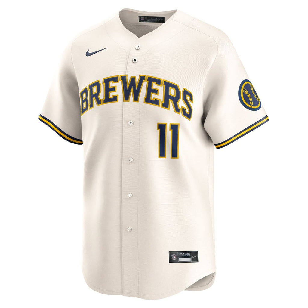 Milwaukee Brewers Nike Jackson Chourio Home Limited Baseball Jersey - Cream