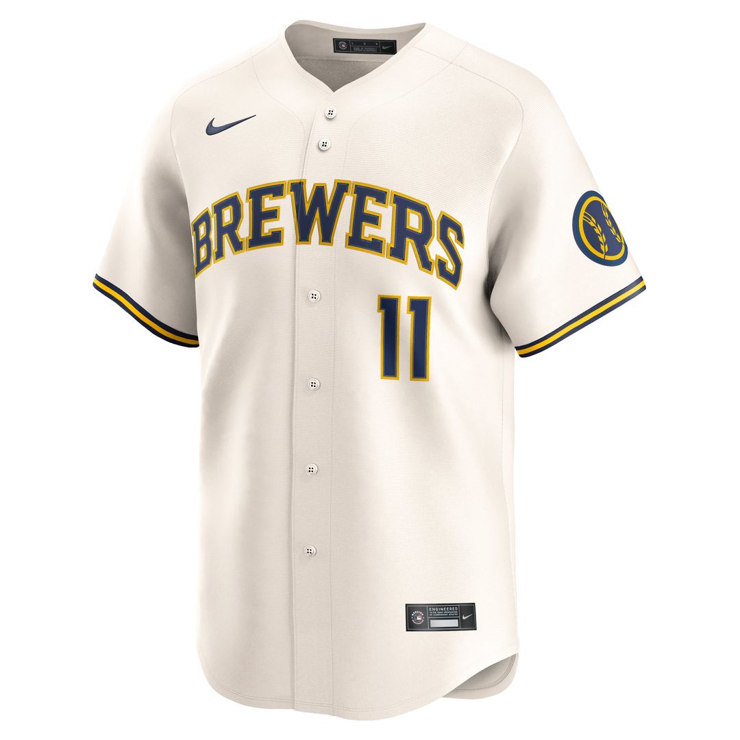 Milwaukee Brewers Nike Jackson Chourio Home Limited Baseball Jersey - Cream