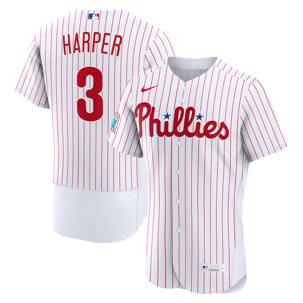 Philadelphia Phillies Nike Bryce Harper Home Authentic Sponsor Patch Baseball Jersey - White