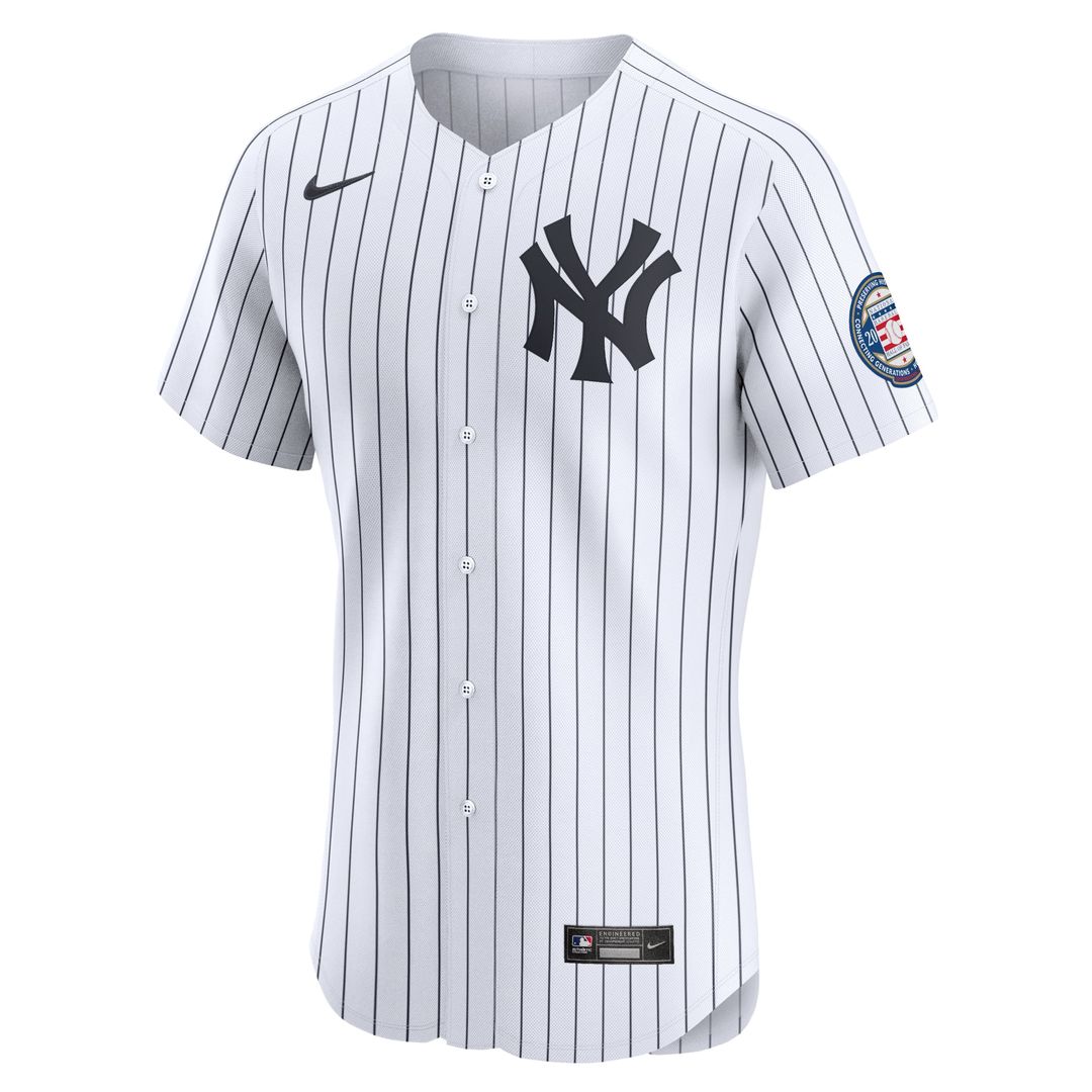 New York Yankees Nike Derek Jeter Home 2020 Hall of Fame Induction Patch Elite Baseball Jersey - White