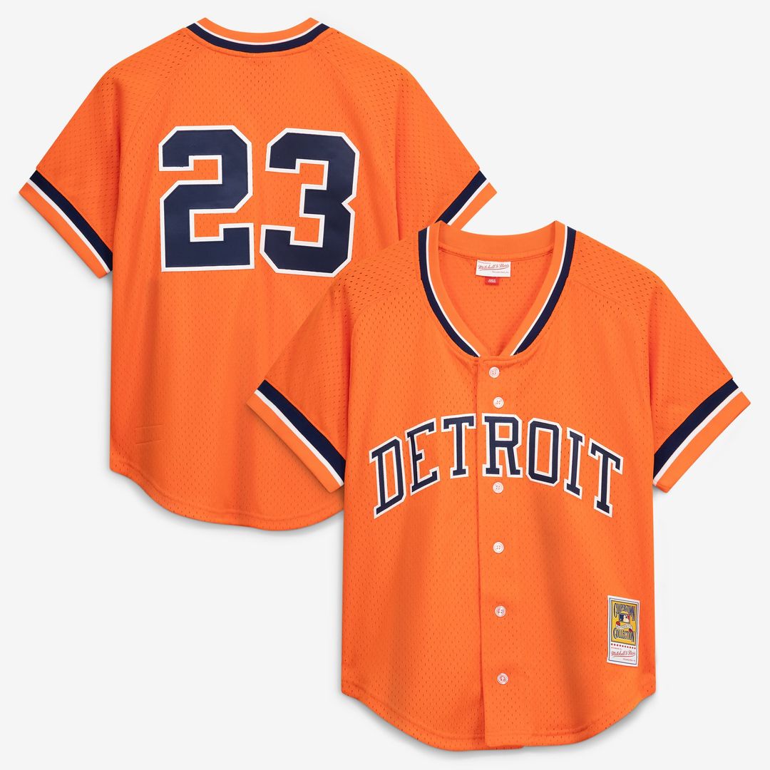 Detroit Tigers Mitchell & Ness Kirk Gibson Cooperstown Collection Mesh Batting Practice Button-Up Baseball Jersey - Orange
