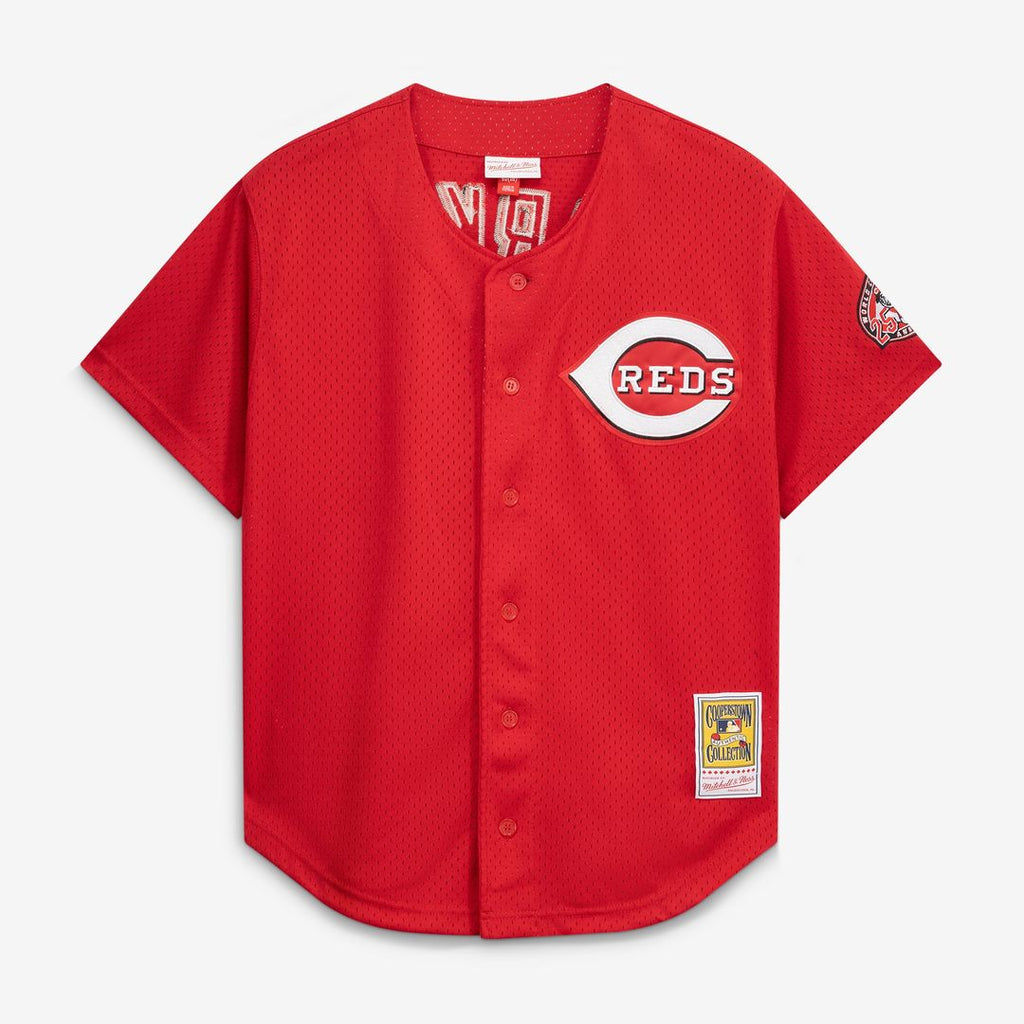Cincinnati Reds Mitchell & Ness Barry Larkin Throwback Cooperstown Mesh Batting Practice Baseball Jersey - Red