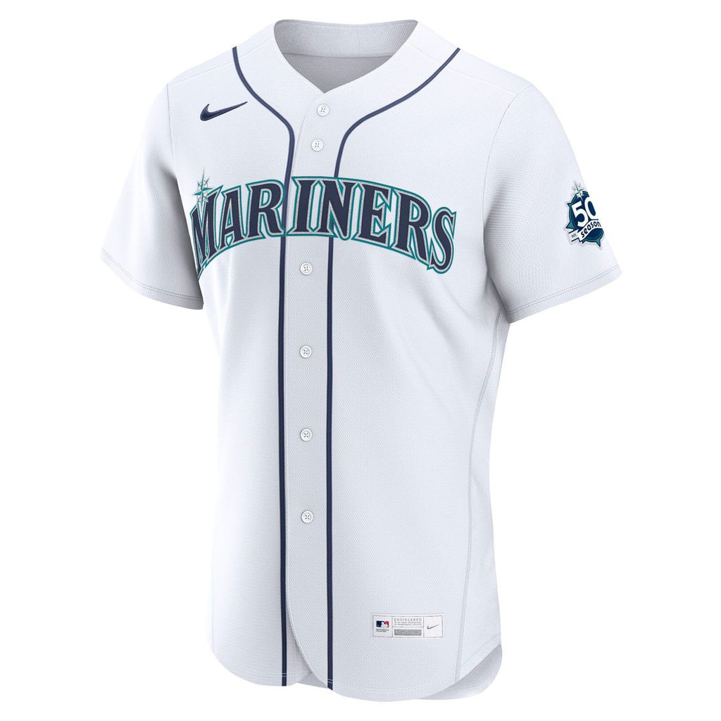 Seattle Mariners Nike 50th Anniversary Patch Home Authentic Baseball Jersey - White