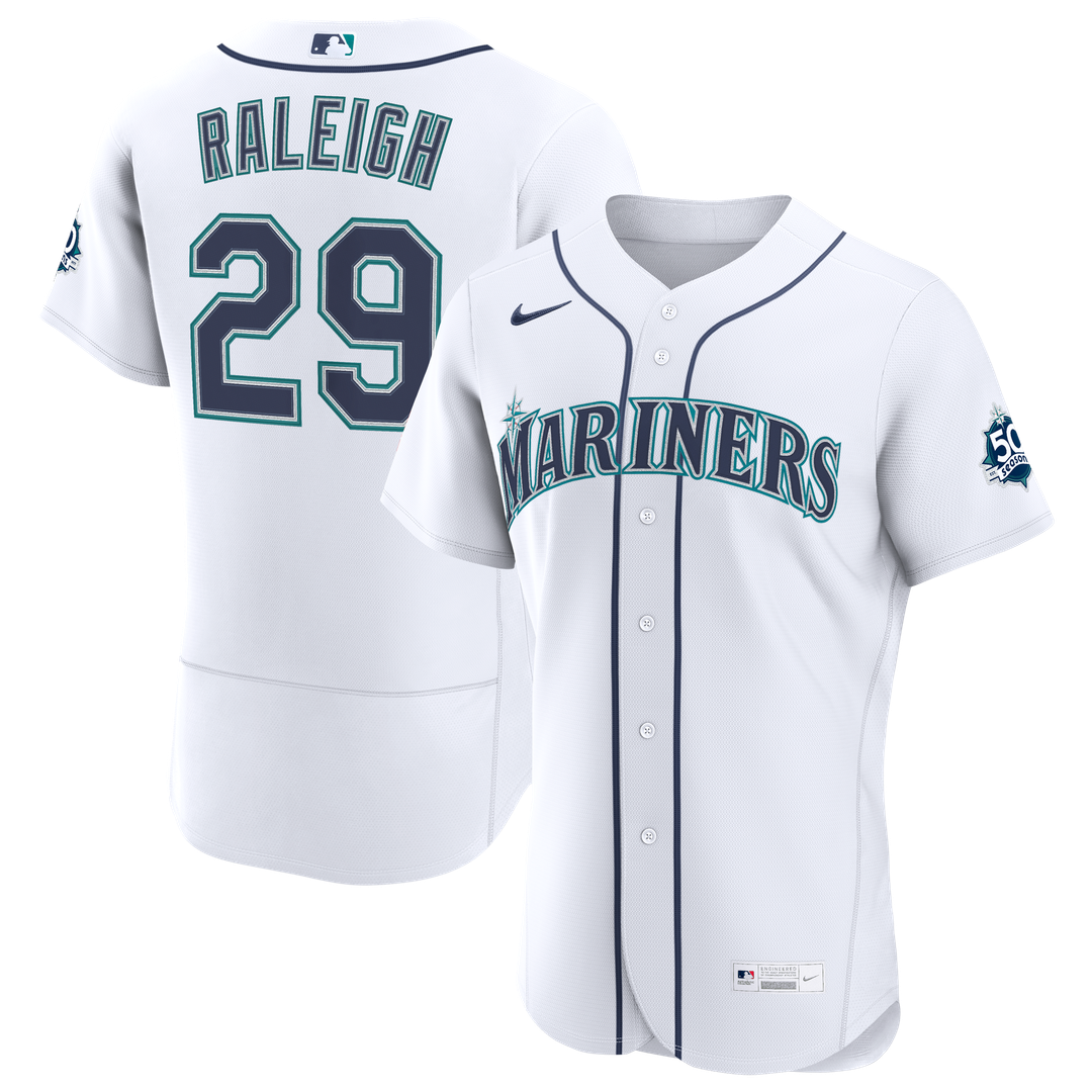 Seattle Mariners Nike Cal Raleigh Home 50th Season Authentic Baseball Jersey - White
