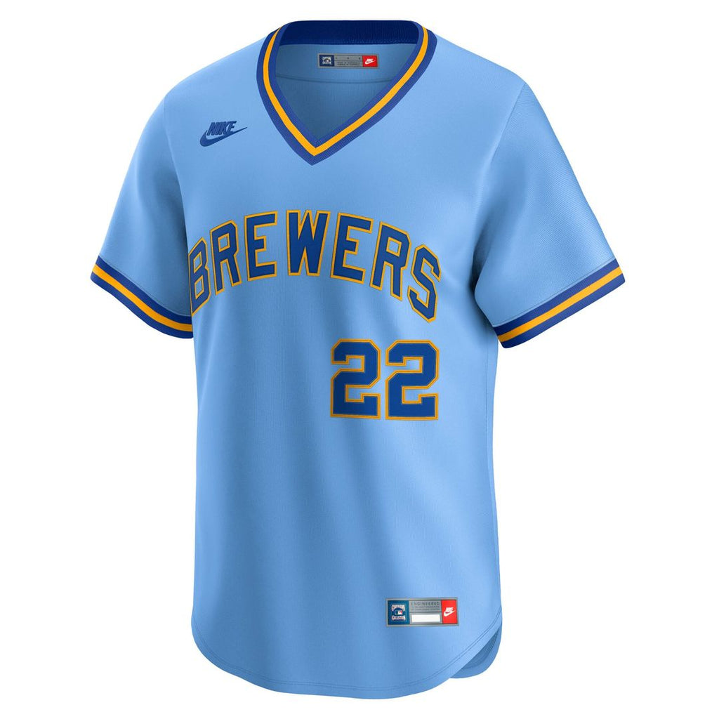 Milwaukee Brewers Nike Christian Yelich Cooperstown Collection Limited Baseball Jersey - Powder Blue