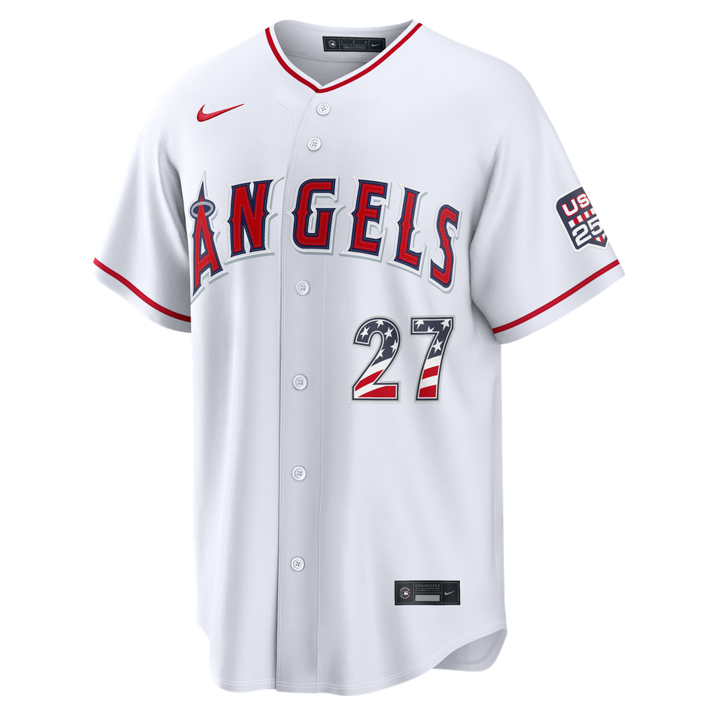 Los Angeles Angels Nike Fourth of July Mike Trout USA 250 Stadium Baseball Jersey - White