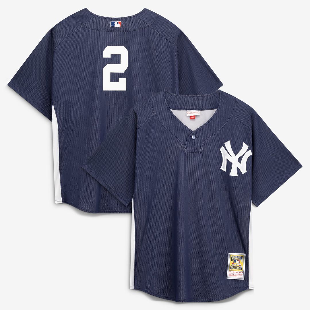 New York Yankees Mitchell & Ness Derek Jeter Authentic Batting Practice Baseball Jersey - Navy