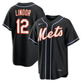 New York Mets Nike Francisco Lindor Fashion Replica Black Out Baseball Jersey