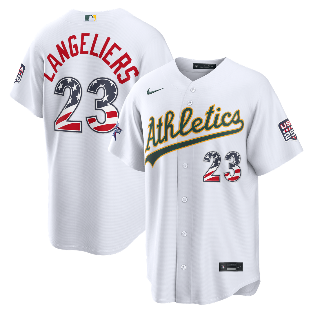 Athletics Nike 2026 All-Star Edition Stars & Stripes Shea Langeliers Stadium Baseball Jersey - White