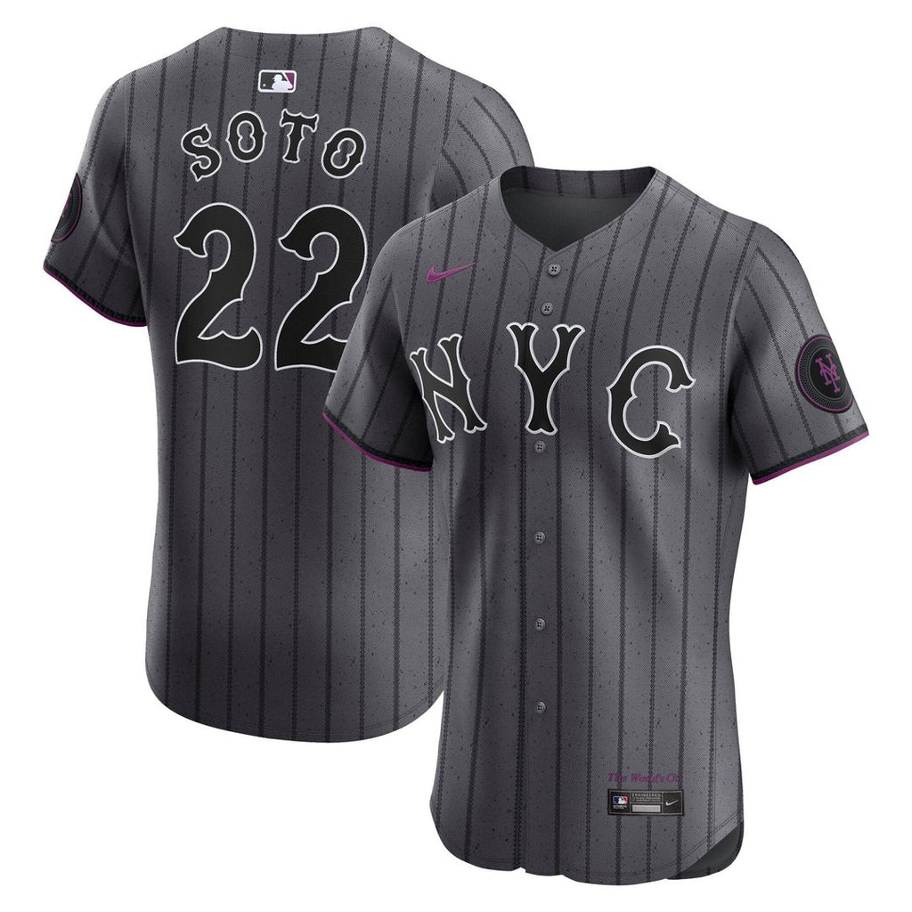 New York Mets Nike Juan Soto City Connect Elite Baseball Jersey - Gray