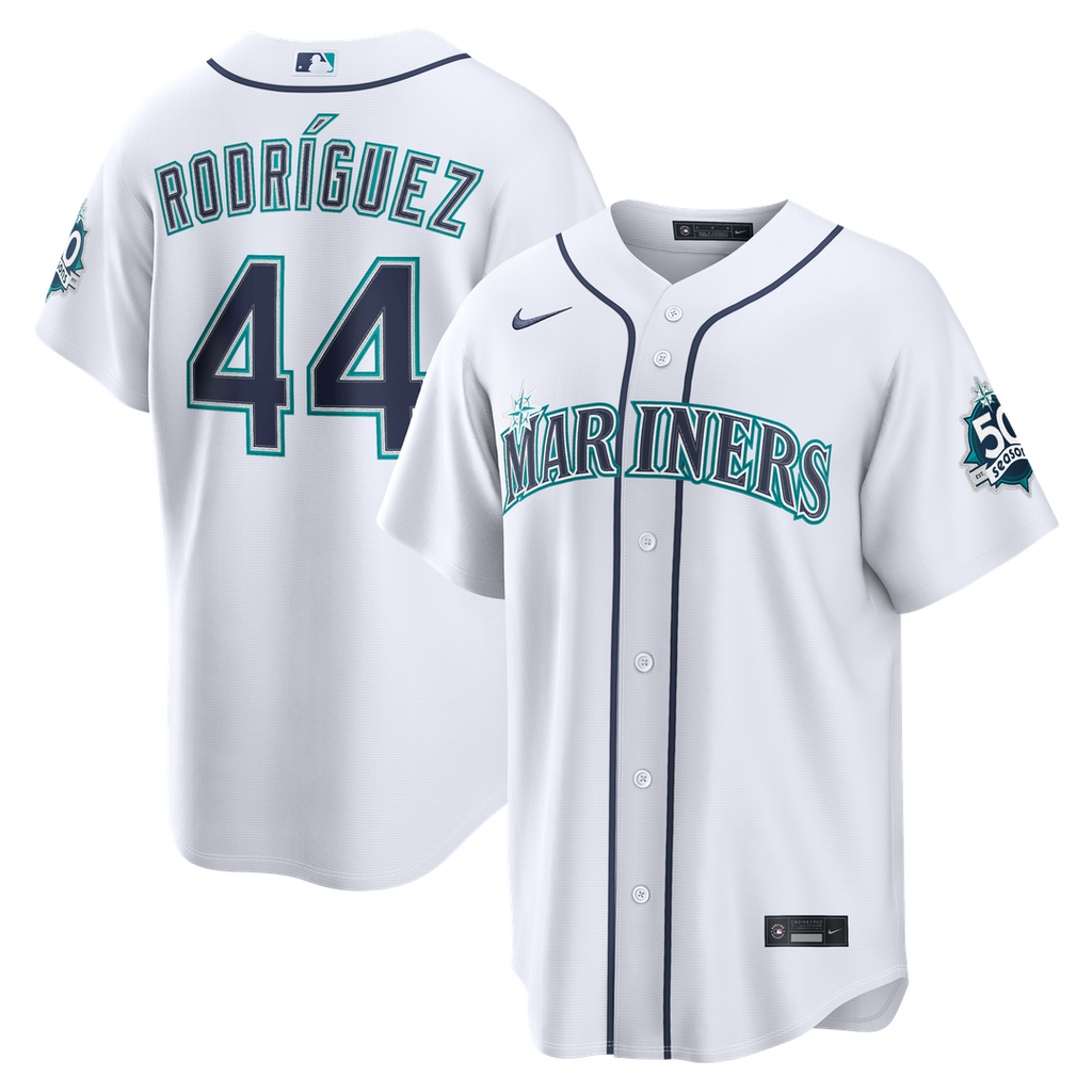 Seattle Mariners Nike Julio Rodríguez Home Stadium 50th Season Patch Baseball Jersey - White