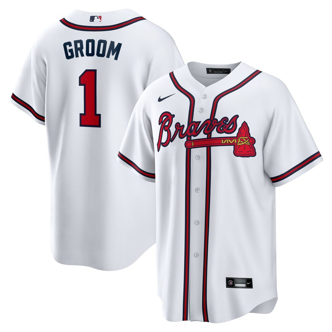 Atlanta Braves Nike #1 Groom Home Replica Baseball Jersey - White