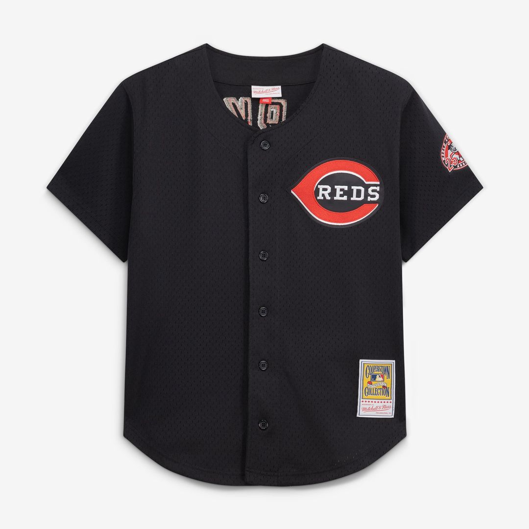 Cincinnati Reds Mitchell & Ness Barry Larkin Throwback Cooperstown Mesh Batting Practice Baseball Jersey - Red