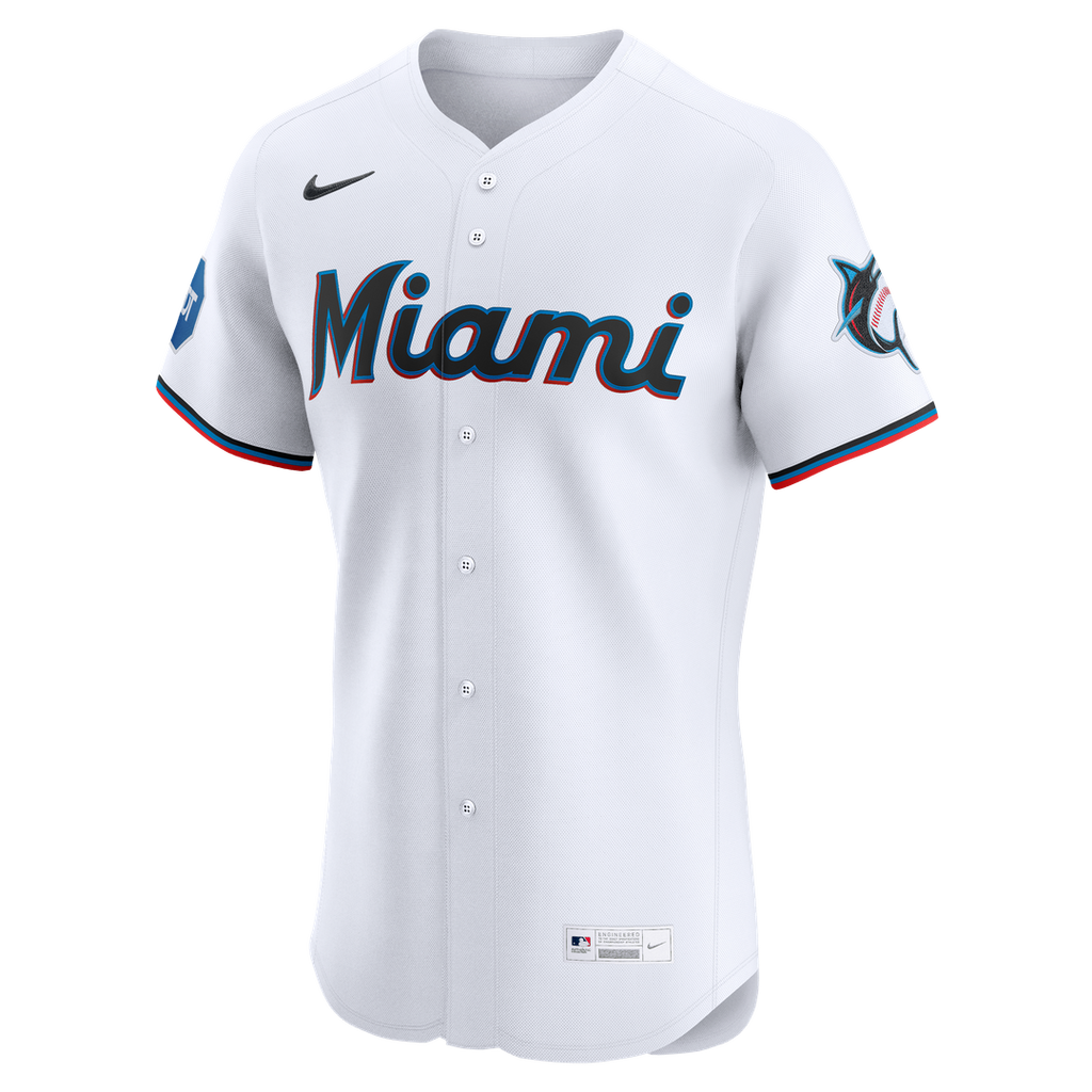 Miami Marlins Nike Home Elite Baseball Jersey - White