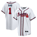 Atlanta Braves Nike #1 Dad Home Replica Baseball Jersey - White
