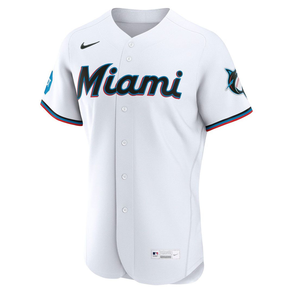 Miami Marlins Nike Home Sponsor Patch Authentic Baseball Jersey - White