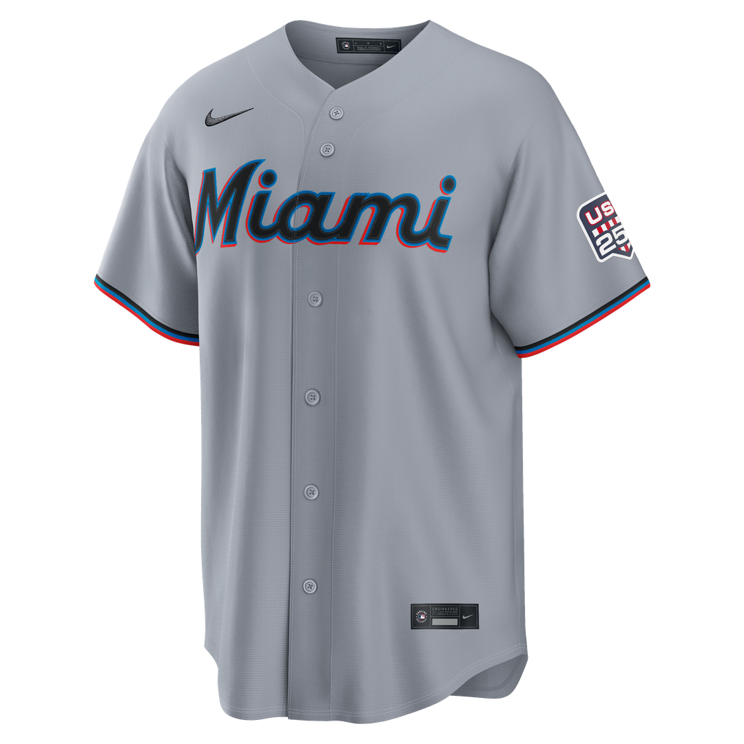 Miami Marlins Nike Fourth of July Kyle Stowers USA 250 Stadium Baseball Jersey - Gray