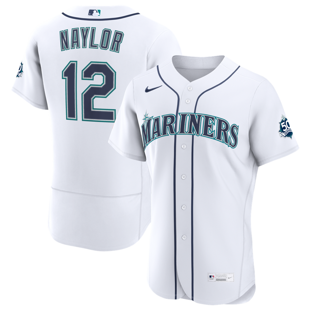 Seattle Mariners Nike Josh Naylor Home 50th Season Authentic Baseball Jersey - White