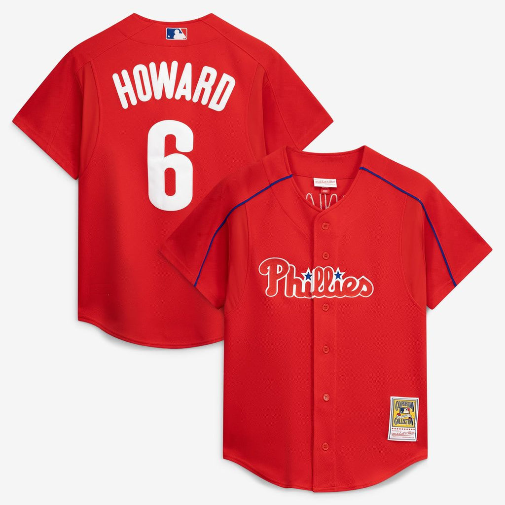 Philadelphia Phillies Mitchell & Ness Ryan Howard Cooperstown Collection Batting Practice Baseball Jersey - Red