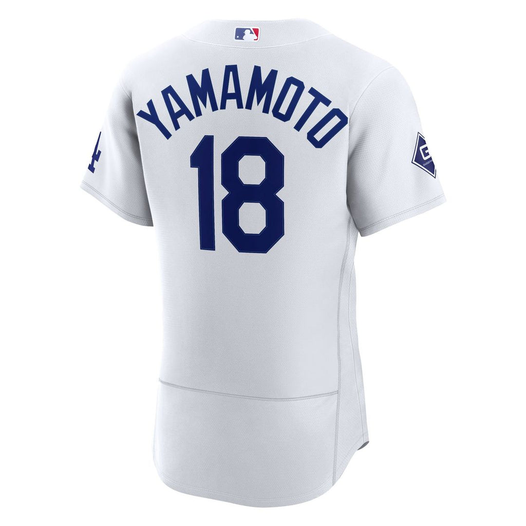 Los Angeles Dodgers Nike Yoshinobu Yamamoto Home Authentic Sponsor Patch Baseball Jersey - White