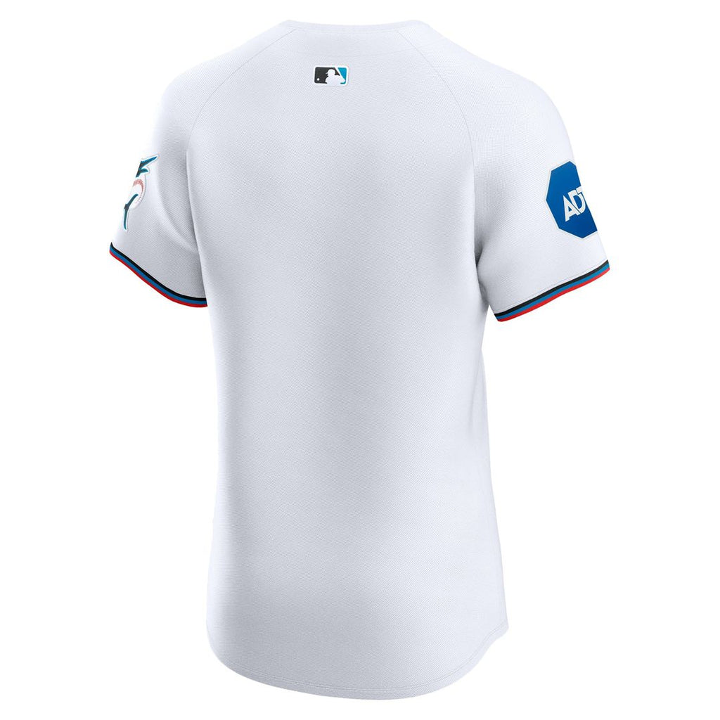 Miami Marlins Nike Home Elite Patch Baseball Jersey - White