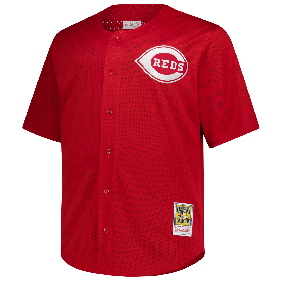 Cincinnati Reds Mitchell & Ness Deion Sanders Big & Tall Cooperstown Mesh Batting Practice Baseball Jersey - Red