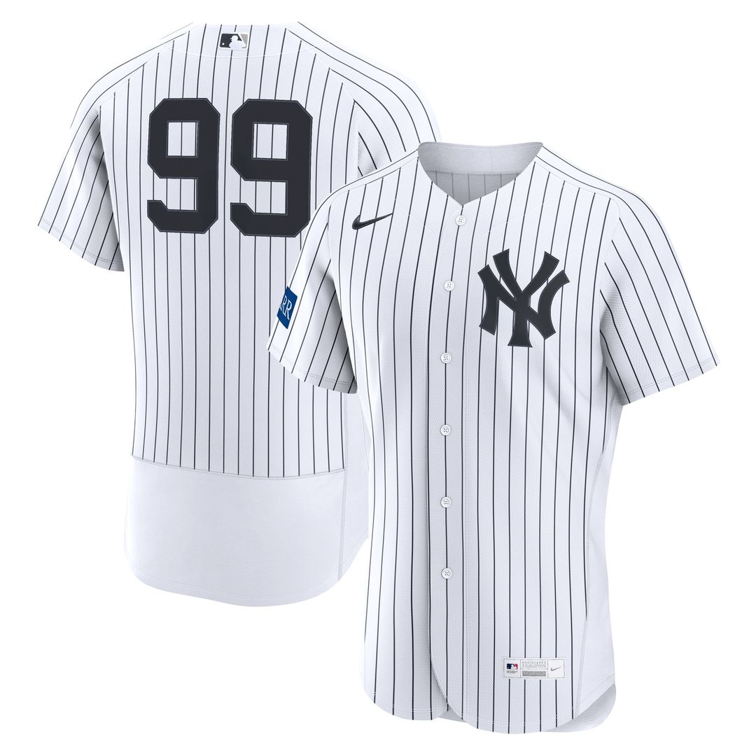 New York Yankees Nike Aaron Judge Home Authentic Sponsor Patch Baseball Jersey - White