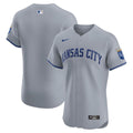 Kansas City Royals Nike Road Vapor Premier Elite Patch Baseball Jersey - Gray
