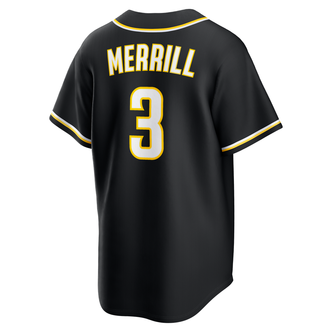 San Diego Padres Nike Jackson Merrill Fashion Replica Black Out Baseball Jersey
