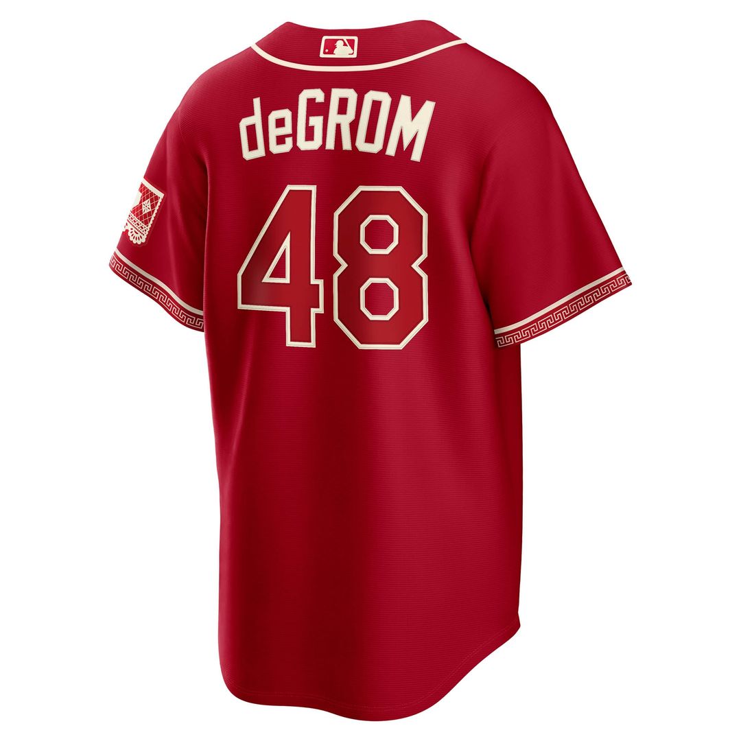 Texas Rangers Nike Jacob deGrom 2026 City Connect Stadium Baseball Jersey - Red