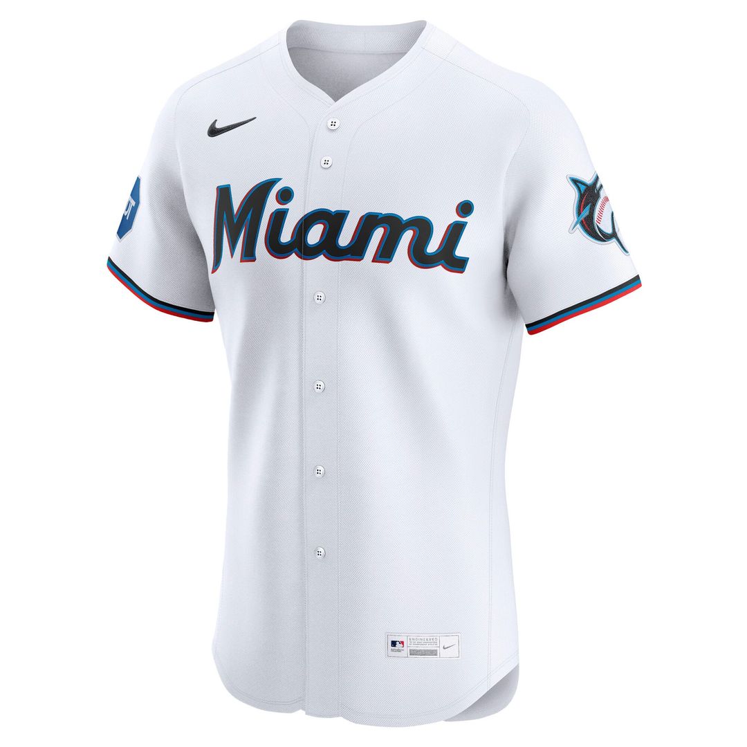 Miami Marlins Nike Home Elite Baseball Jersey - White