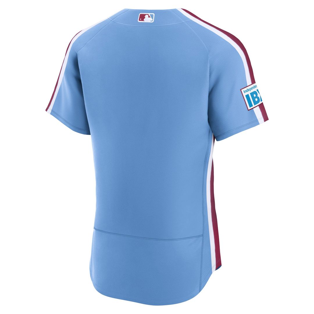 Philadelphia Phillies Nike Alternate Sponsor Patch Authentic Baseball Jersey - Light Blue