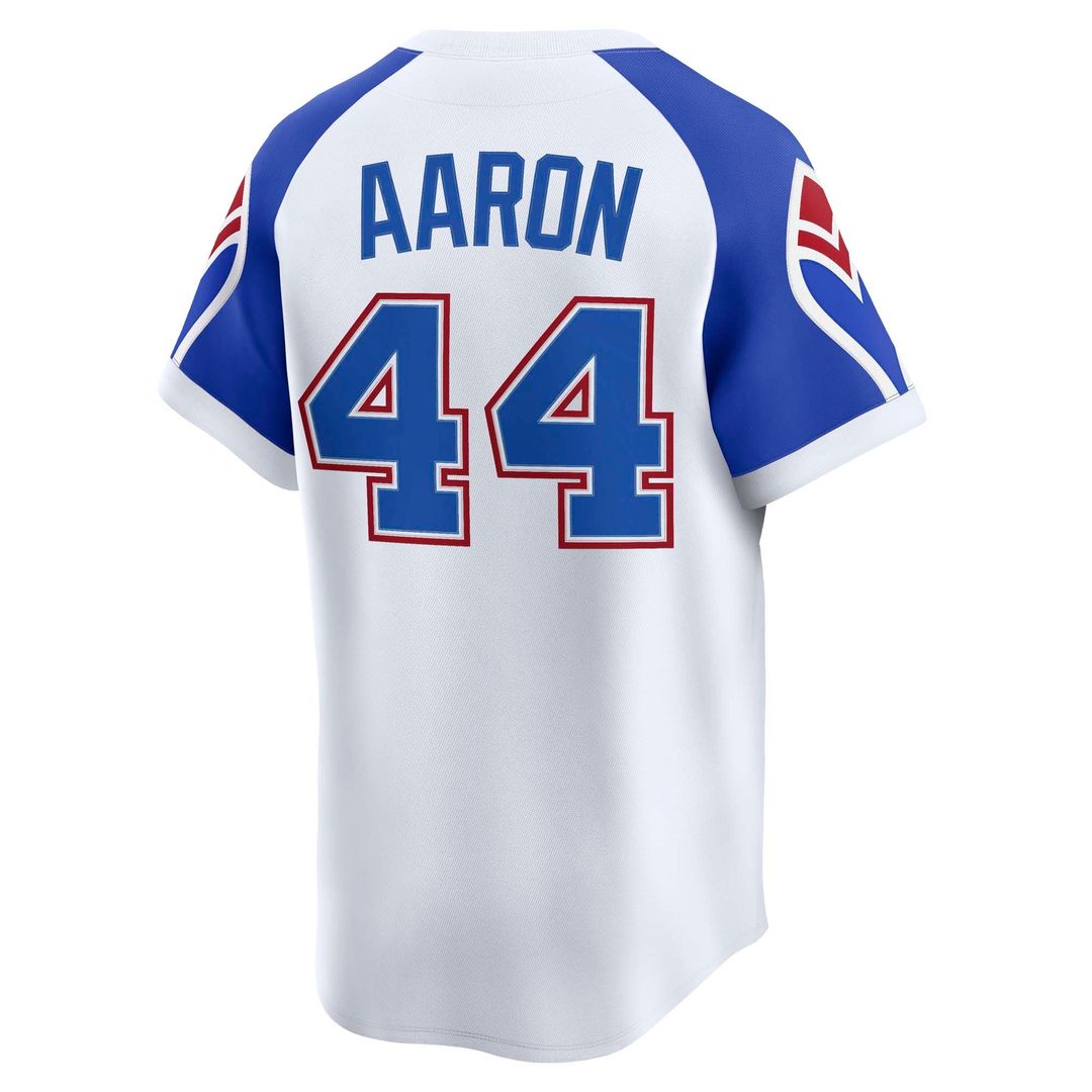 Atlanta Braves Nike Hank Aaron Throwback Cooperstown Collection Limited Baseball Jersey - White