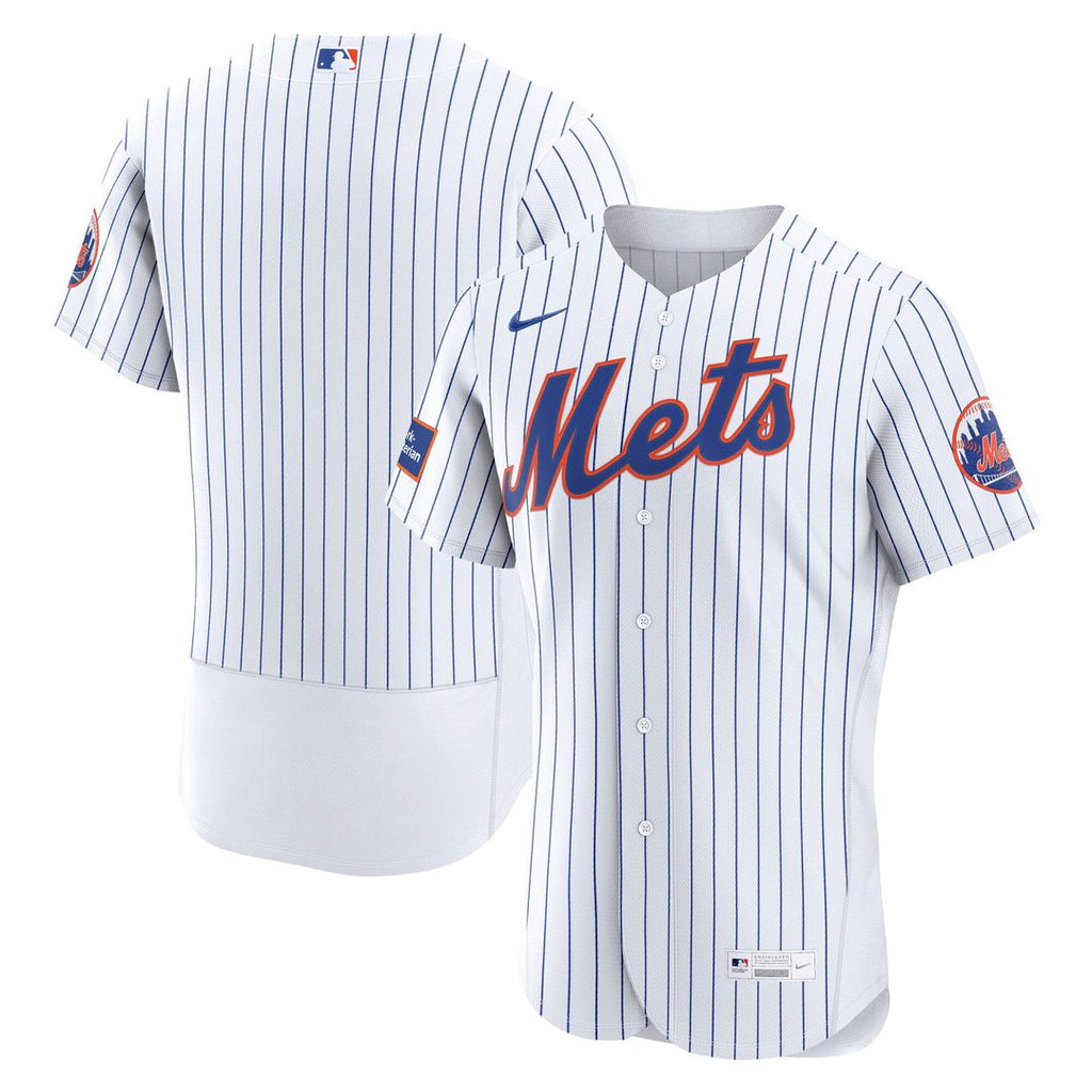 New York Mets Nike Home Sponsor Patch Authentic Baseball Jersey - White