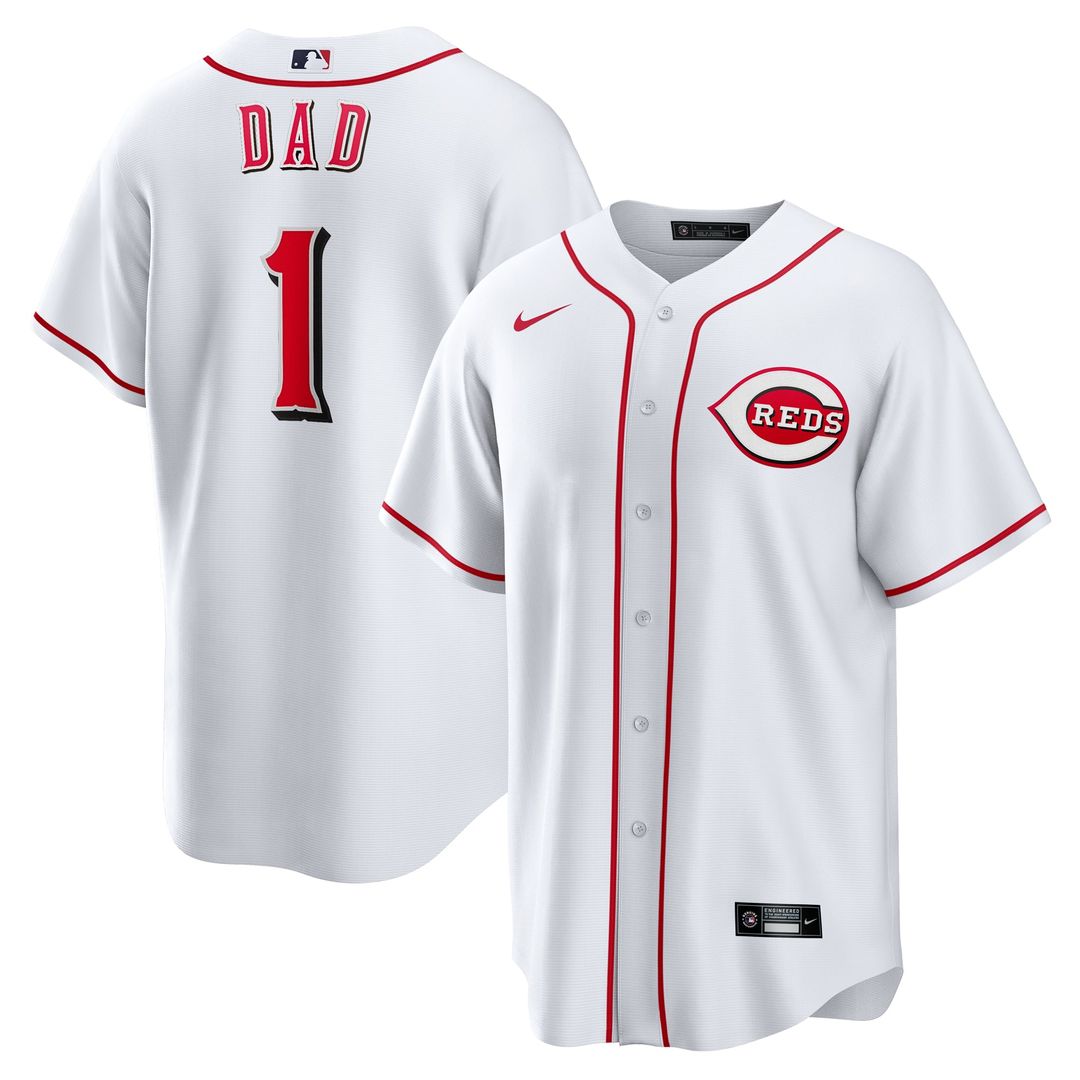 Cincinnati Reds Nike #1 Dad Home Replica Baseball Jersey - White