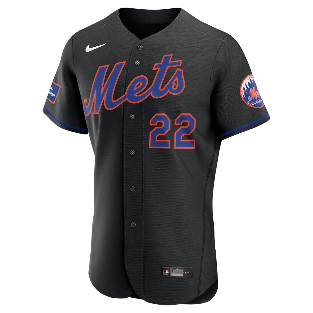 New York Mets Nike Juan Soto Alternate Authentic Sponsor Patch Baseball Jersey - Black