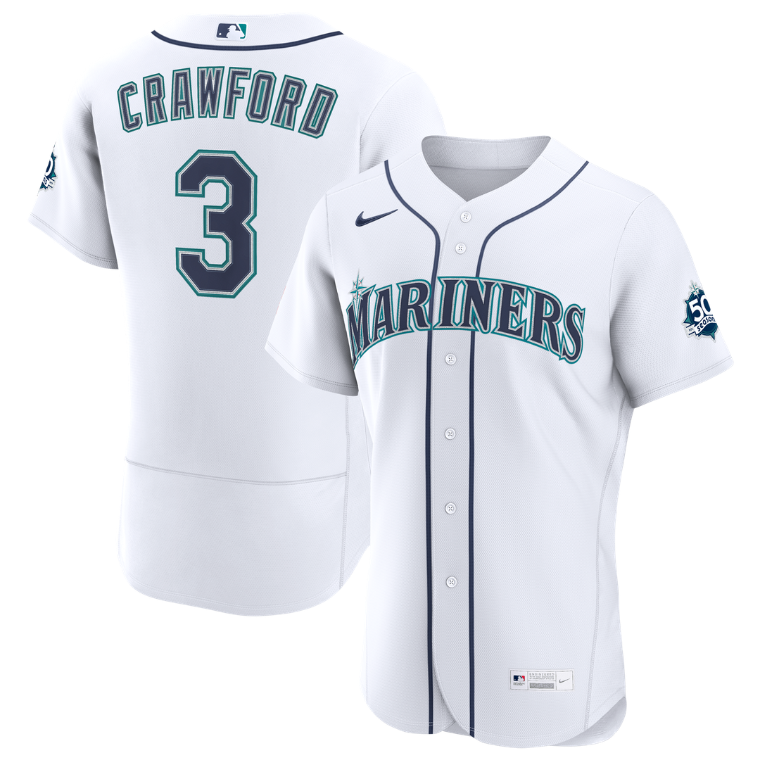 Seattle Mariners Nike J.P. Crawford Home 50th Season Authentic Baseball Jersey - White