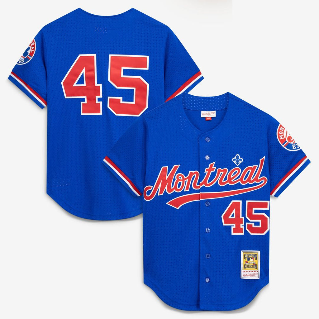 Montreal Expos Mitchell & Ness Pedro Martinez Cooperstown Collection Mesh Batting Practice Button-Up Baseball Jersey - Blue