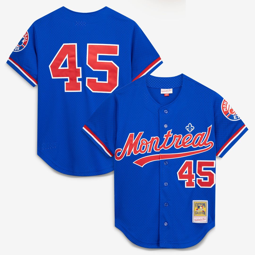 Montreal Expos Mitchell & Ness Pedro Martinez Cooperstown Collection Mesh Batting Practice Button-Up Baseball Jersey - Blue