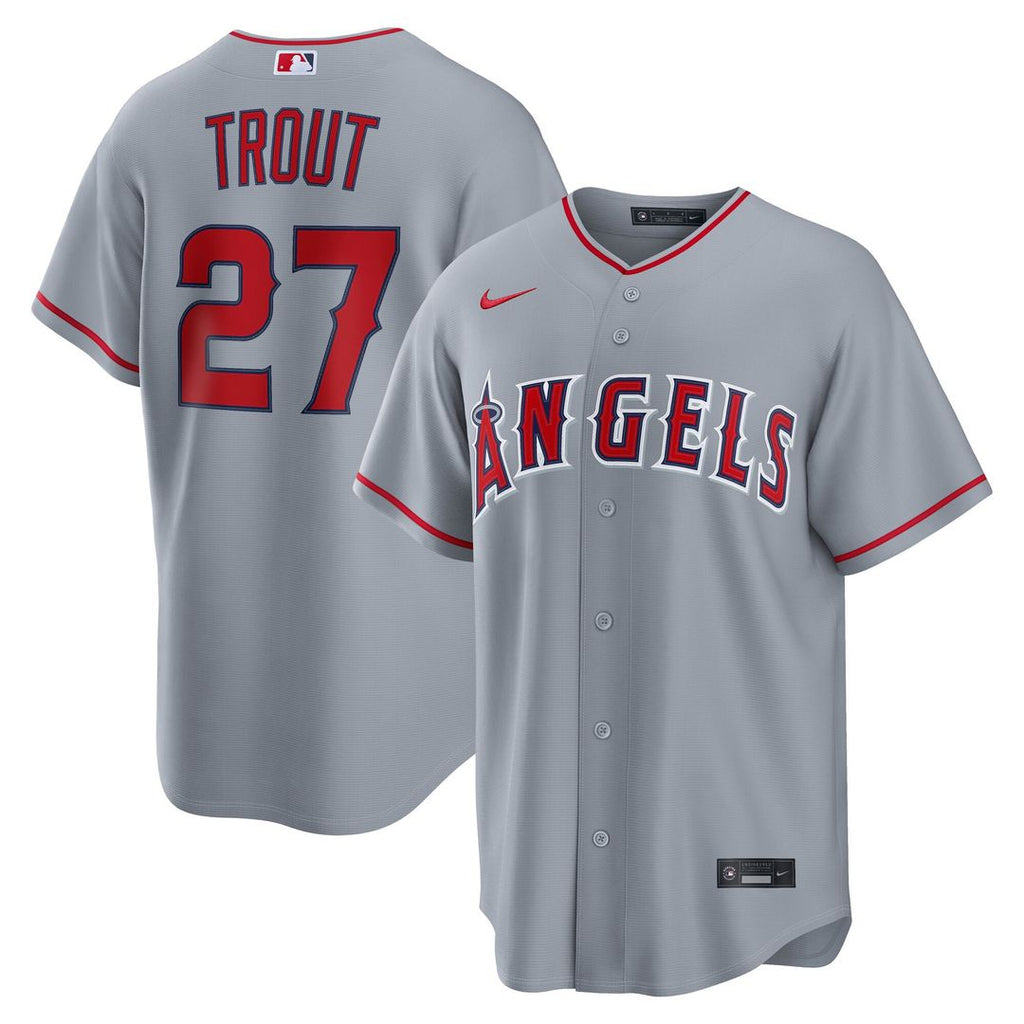 Los Angeles Angels Nike Mike Trout Road Replica Baseball Jersey - Gray